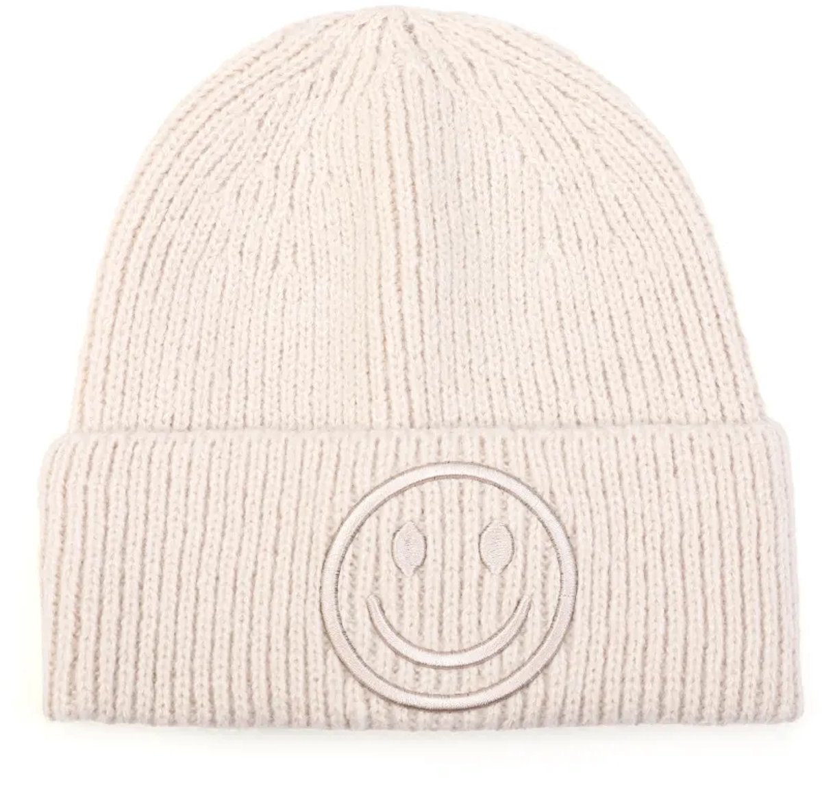 Smiley muts kleur beige beanie