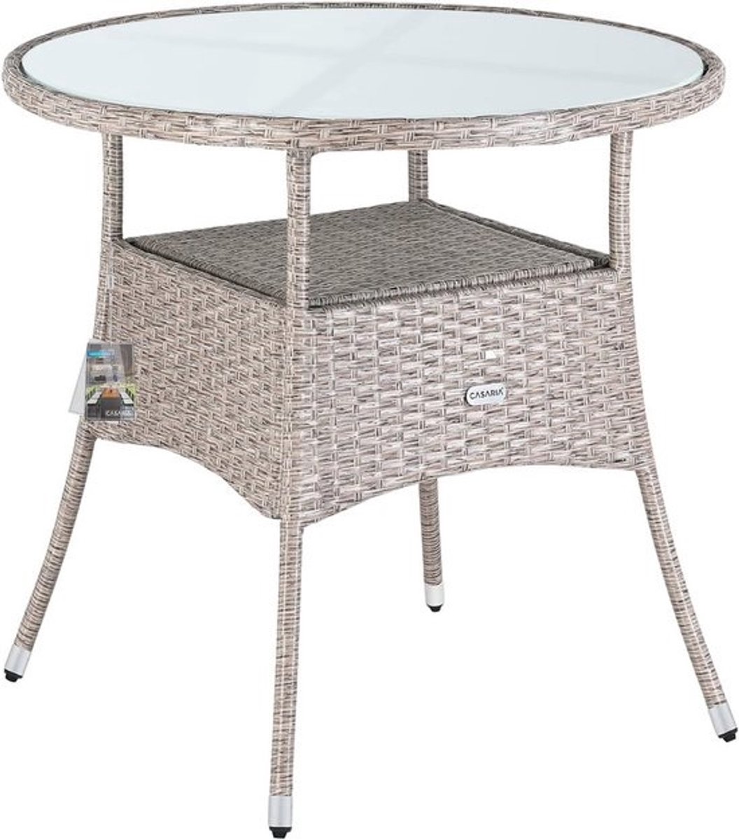 Ronde Weerbestendige Tuintafel Ø 80 cm met Melkglas Tafelblad voor Balkon en Terras