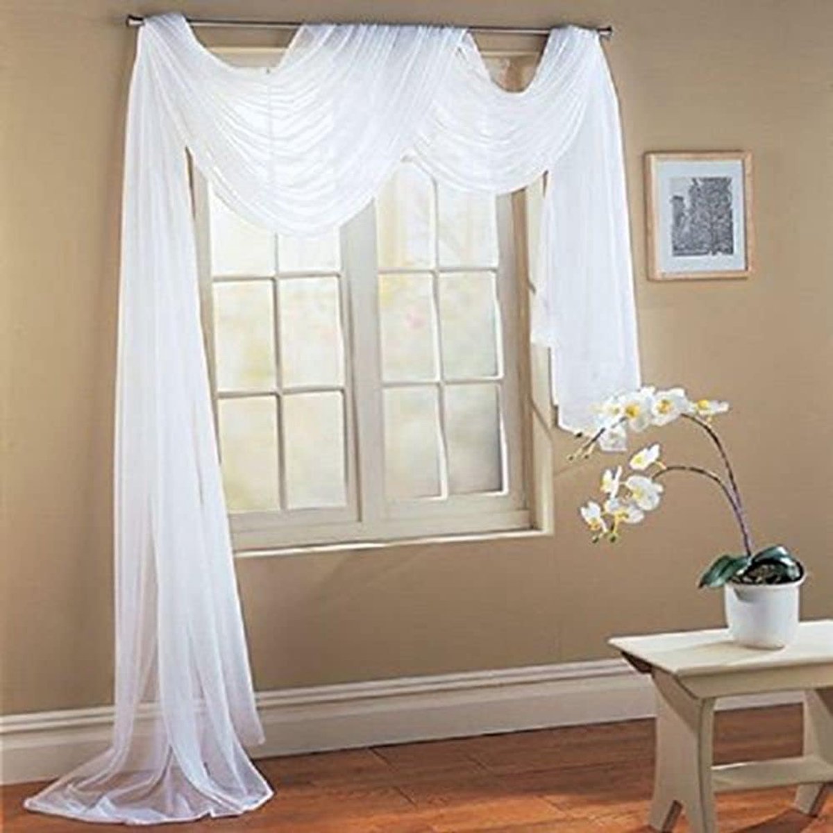 5M* 1.5m Kruis Opknoping Clear Voile Vier-poster Bed Gordijnen Wit Kruis Opknoping Gordijn Wit Chiffon Gordijnen Bruiloft Boog Bruiloft Boog Chiffon Achtergrond