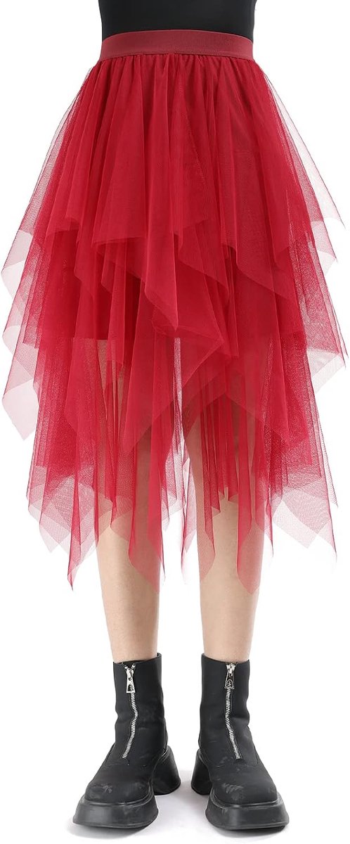 Rokken elastische taille 80 cm midi-rok onregelmatige netrok netrok dagelijks bal, feest