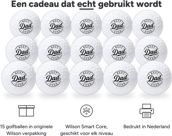 Wilson Golfballen Best Dad Ever - Vaderdag Golf Cadeau - 15 stuks - Bedrukte Golfballen van Wilson — afbeelding 2