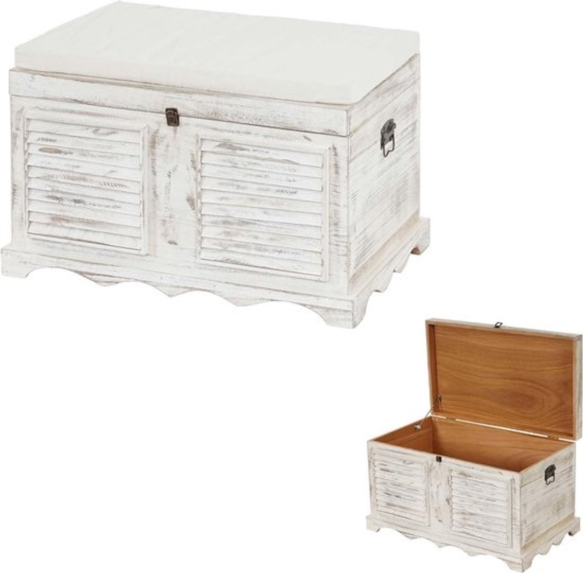 Opbergbank Hout - Zitbank met opbergruimte - Entree Organisatie - Volledig Gemonteerd - 76 x 45 x 50 cm