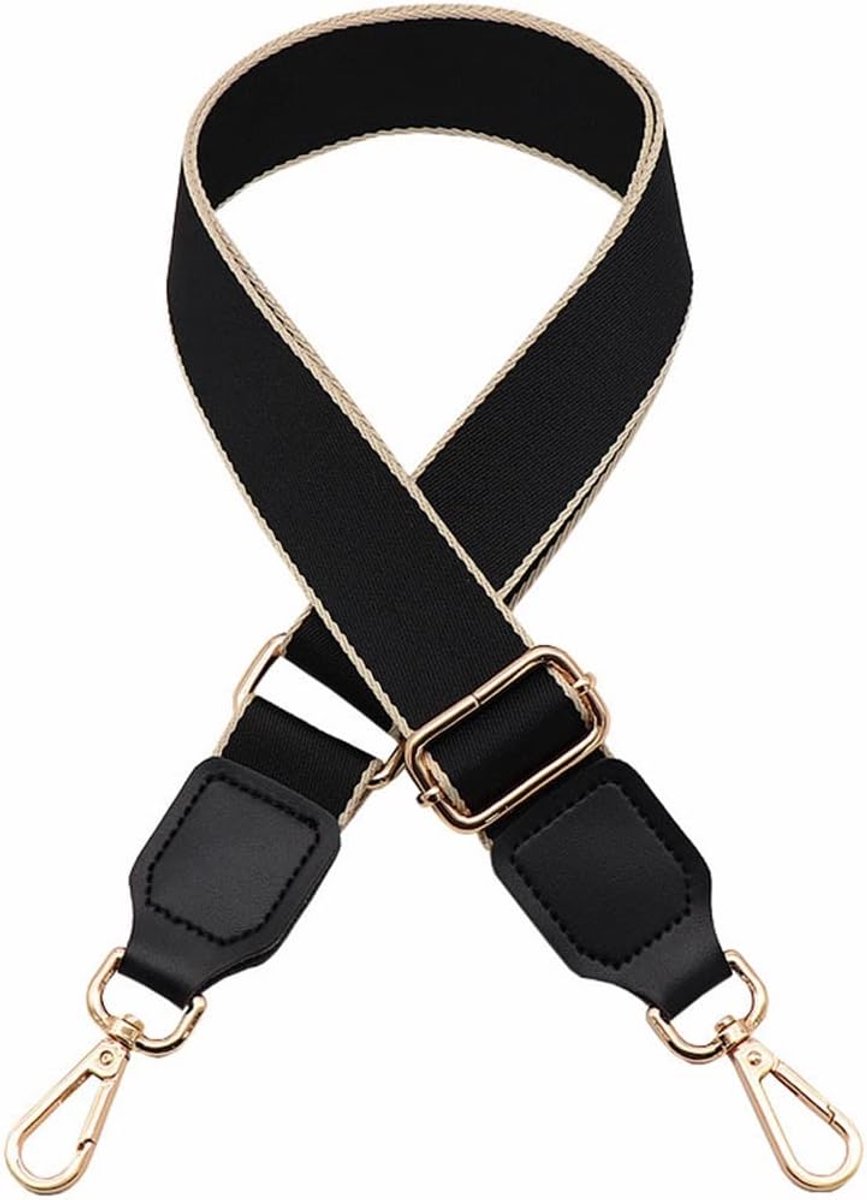 Riem Schouderriem Brede schouderriem Zwarte schouderriem Handtas Schouderriem Canvas Riem Breedte 3,8 cm in lengte verstelbare karabijnhaak van 85-135 cm in goud voor handtassen tas riem