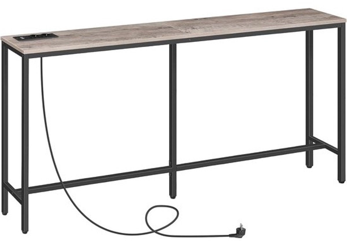 Consoletafel met Laadstation en USB-Poorten - Slanke Banktafel met Verstelbare Poten voor Woonkamer, Hal, Foyer