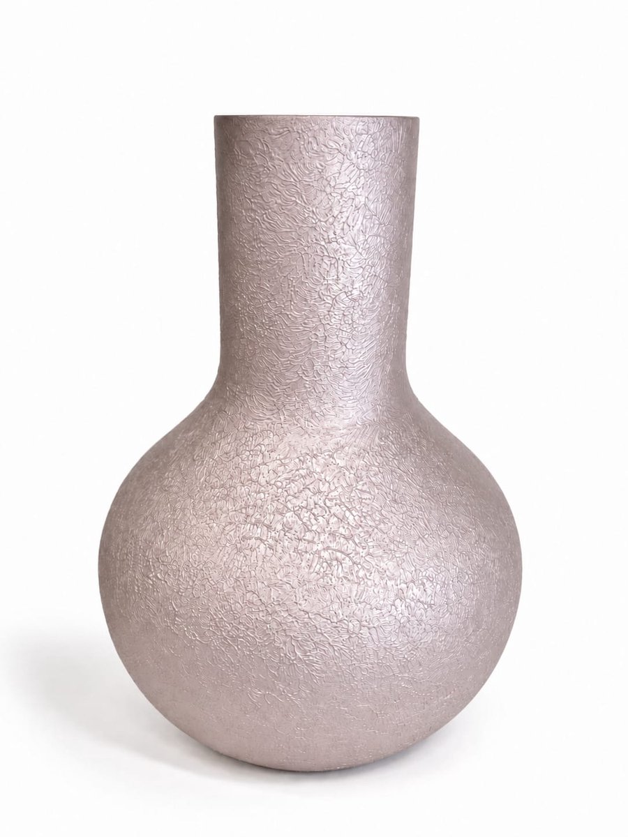 Terroso® Kaja - Handgemaakte Glazen Vaas - Bloemenvaas - Beige - Interieur Woondecoratie - 35 cm Hoog