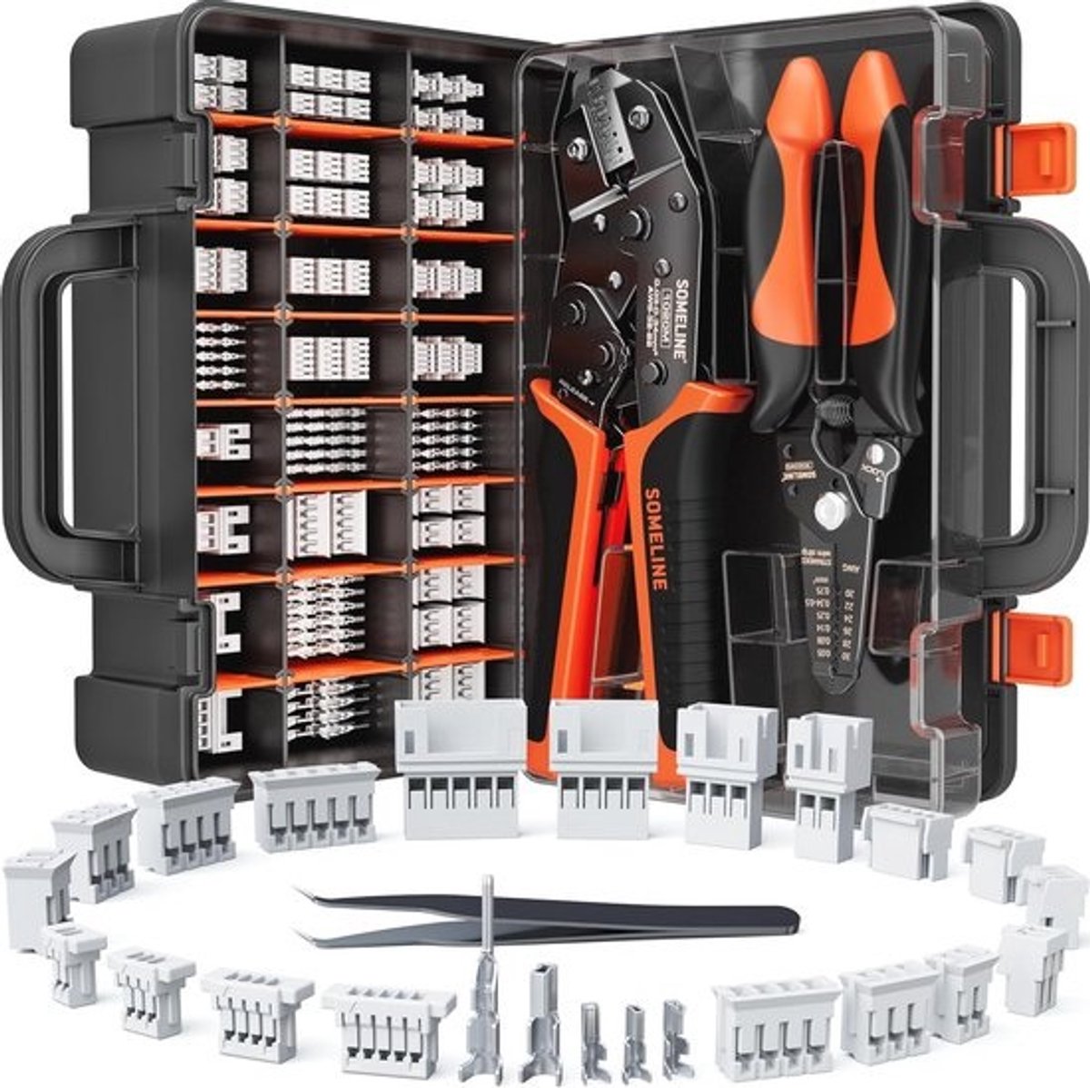Krimptang-stekkerset voor microconnectoren – 24 soorten stekkers (0,03-0,34 mm²)