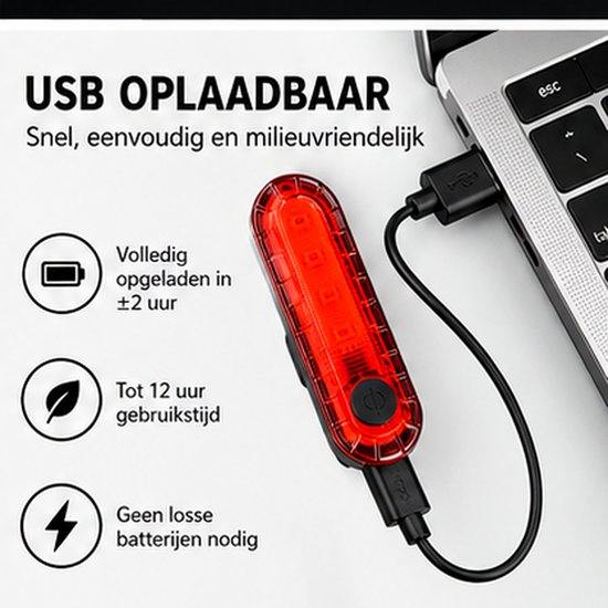 Fietsverlichting - Fietslampen achter - Fietslicht - Achterlampen - Waterbestendig - 30 lumen - Rood — afbeelding 5