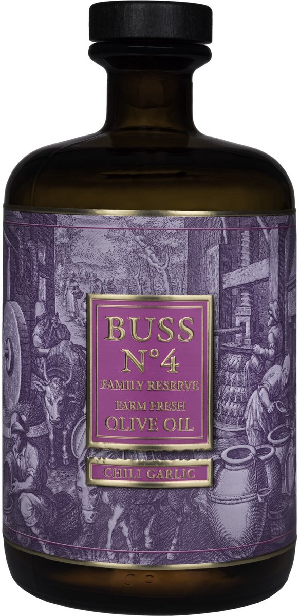 BUSS N°4 Chili Knoflook Olijfolie 700 ml - Fles zonder schenkdop en geschenkdoos