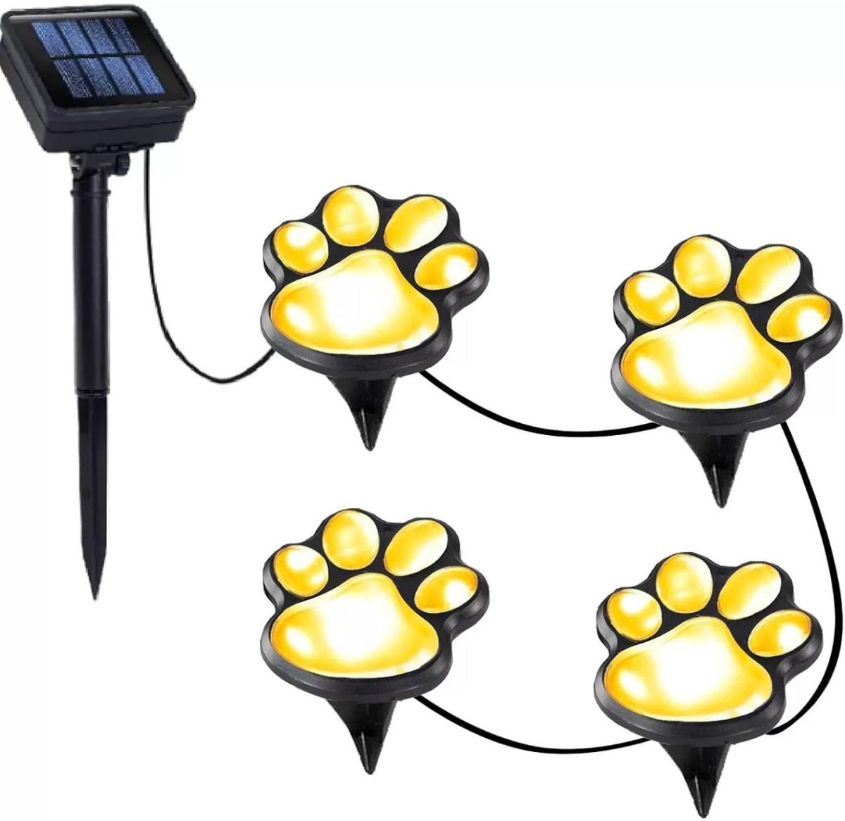 SSTRWGOOD 4 LED Solar Wegverlichting - Waterdichte Buitenlampen - Warm Wit Licht - Geschikt voor Tuin en Padverlichting - Duurzaam Kunststof Materiaal - Complete Set voor Decoratieve Verlichting