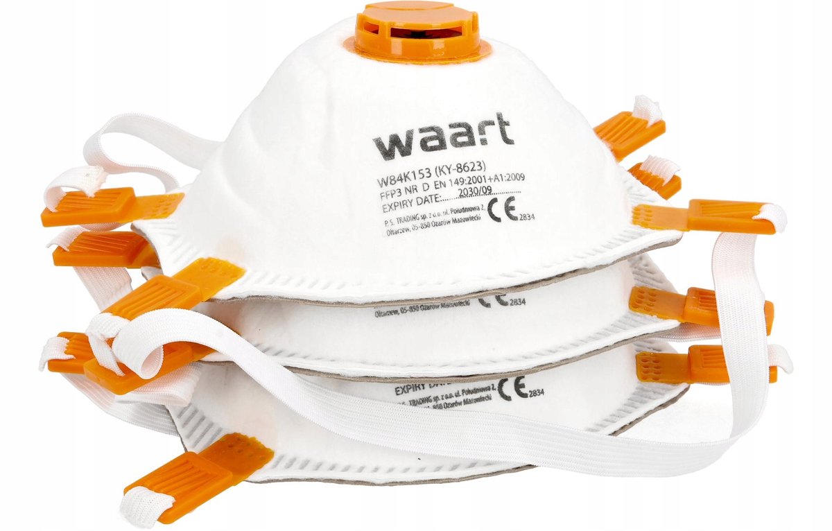 FFP3 stofmasker met ventiel en siliconen afdichting - 3 stuks