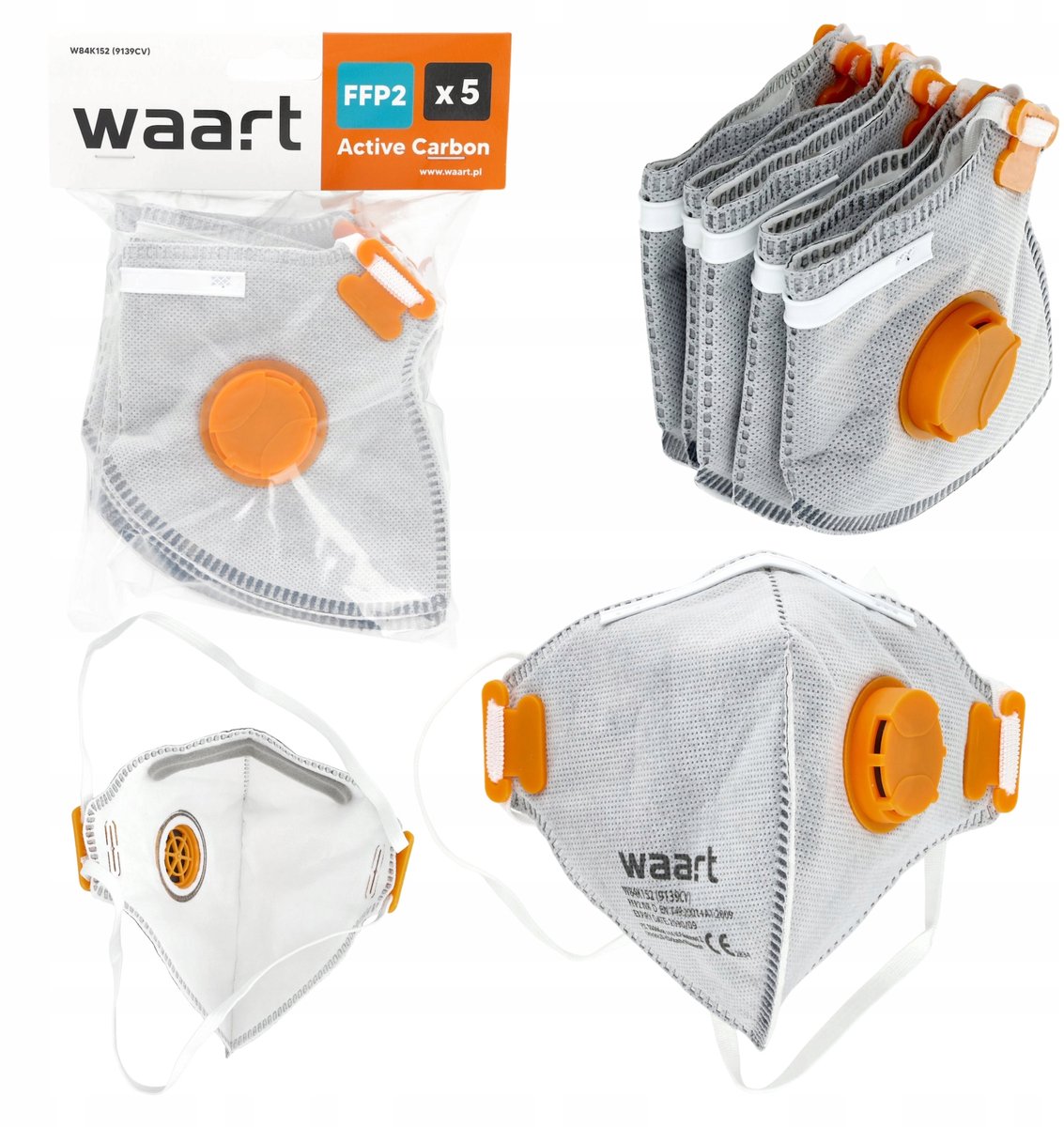 FFP2 stofmasker met ventiel, 5 stuks