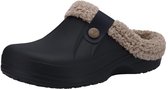 Homaxy - Classic Fur Lined Clogs - Sabots de jardin pour adultes - Sabots doublés de fausse fourrure - Chaussures de jardin - Noir avec doublure marron - 4243 - Convient pour une longueur de pied de 26,67 cm