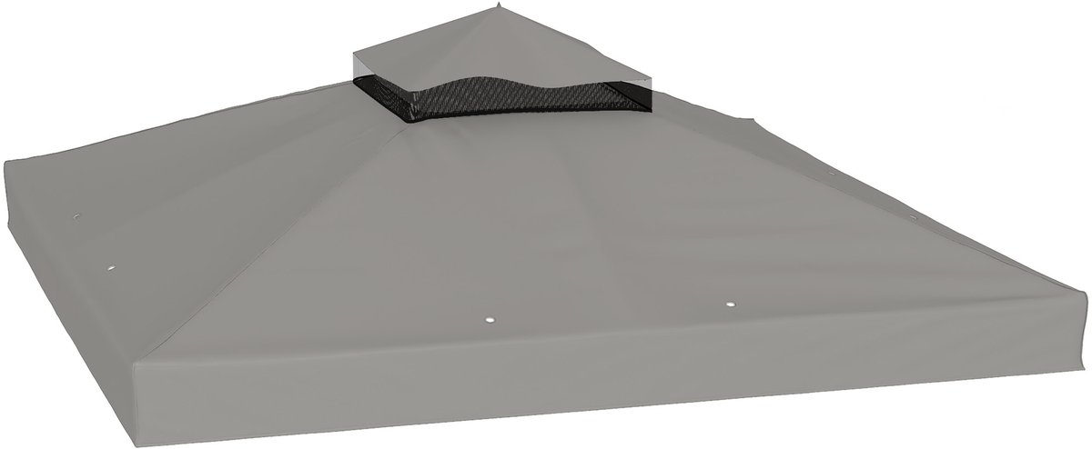 Waterdicht vervangend dak voor paviljoen, met ademend net, uv-bestendig en stabiel, dubbele dakconstructie, incl. afvoergaten, ideaal voor tuinhuisjes (3x3M grijs)