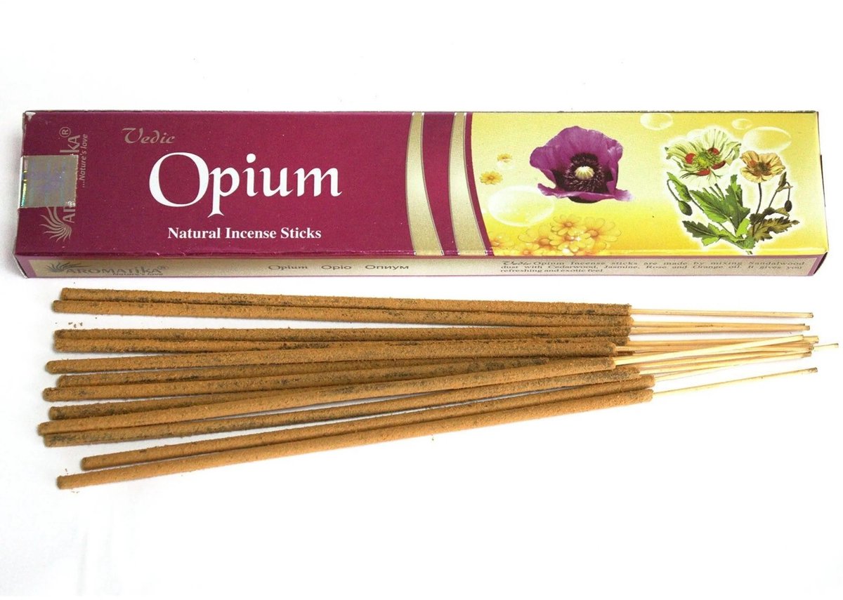 AUM Fragances 2 stuks Natuurlijke wierook - Vedische OPIUM - verfrissend en exotische gevoel 2x12 stokjes naturel