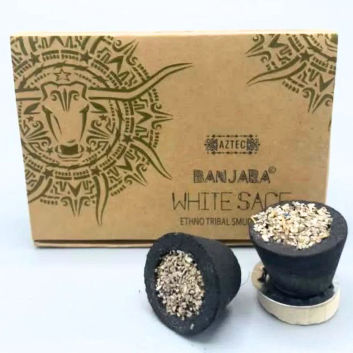 AUM Fragances Banjara - White Sage - Witte salie - Hars Wierook - Houtskool Bekers