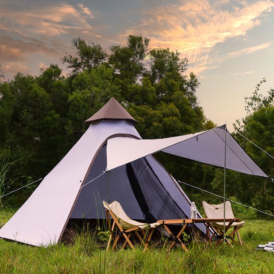 Dream house draagbare dubbellaagse waterdichte ademende tipi kampeertent voor het gezin — afbeelding 5