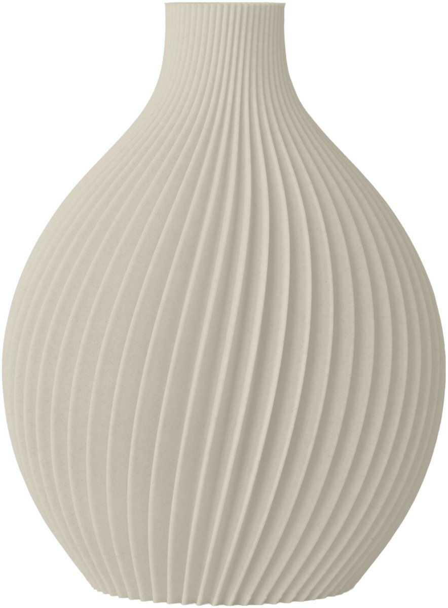 Layvo Corvus Vaas - Crème - 25 cm - droogbloemen vaas - organische vaas - gerecycled plastic