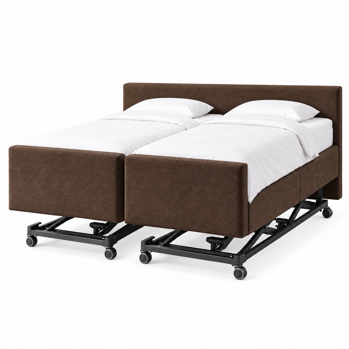 Boxspring FD Lecce Hoog Laag Bed 2 Persoons/ Verzorgingsbed /Seniorenbed Elektrisch Verstelbaar 140x200 cm Donker Bruin