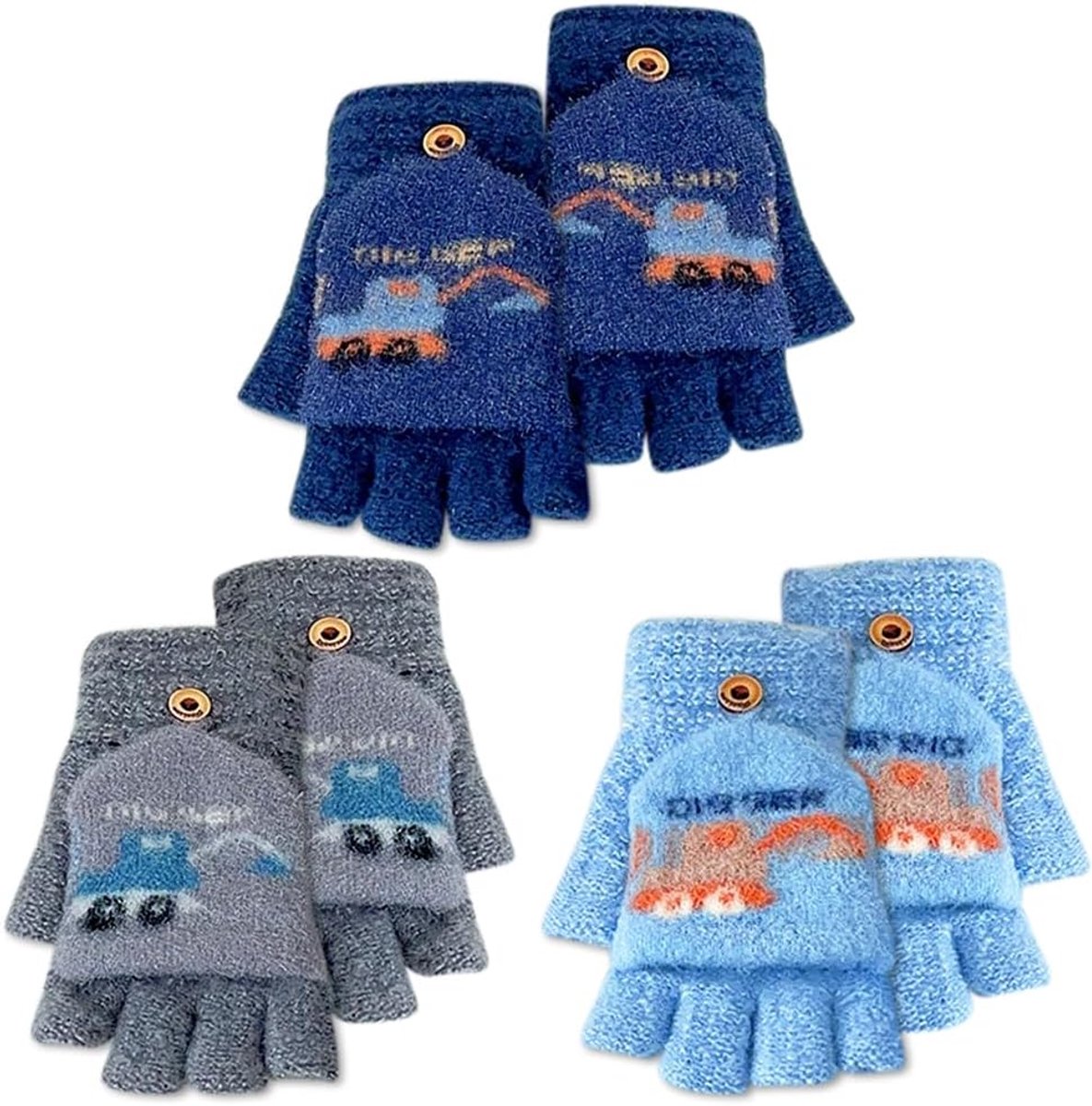 Handschoenen voor kinderen, 3 paar, gebreide winterhandschoenen, rekbare gebreide handschoenen, kinderhandschoenen, volledige vingerhandschoenen voor 4-10 jaar oud 2