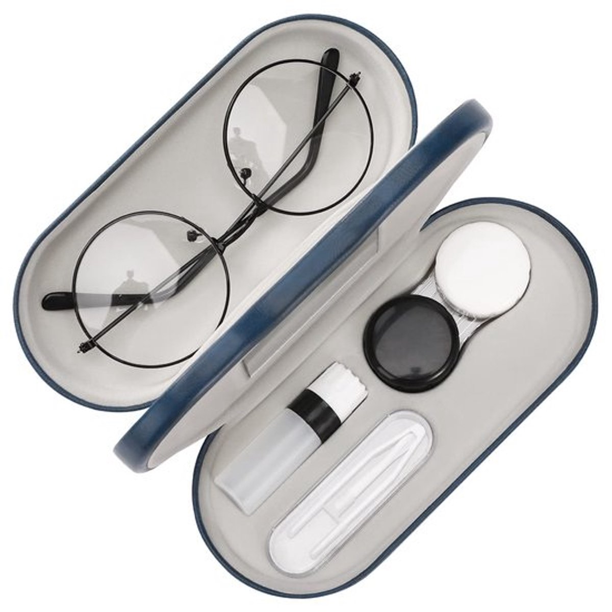 Dailygoods - Brillenkoker Dubbellaags - 2-in-1 Zonnebrillendoos - Contactlenzenhouder - Lichtgewicht Opbergetui - Dames/Heren/Kinderen - Schokbestendig en Beschermend - Brillenetui