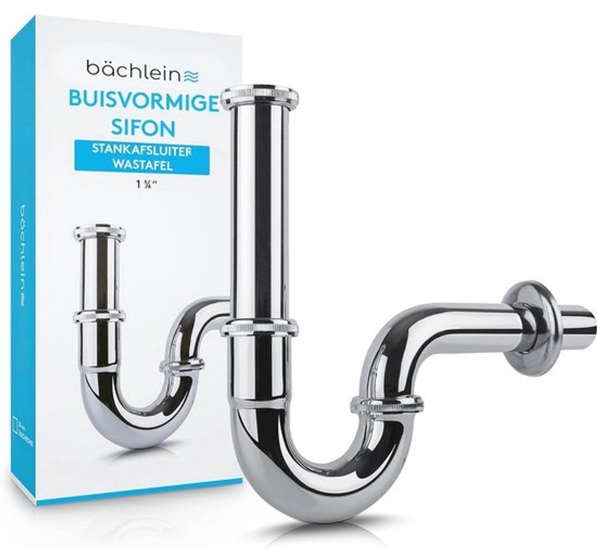 Universele sifonbuis voor wastafel - extra lang, afvoerset met stankafsluiter en rubberen manchet
