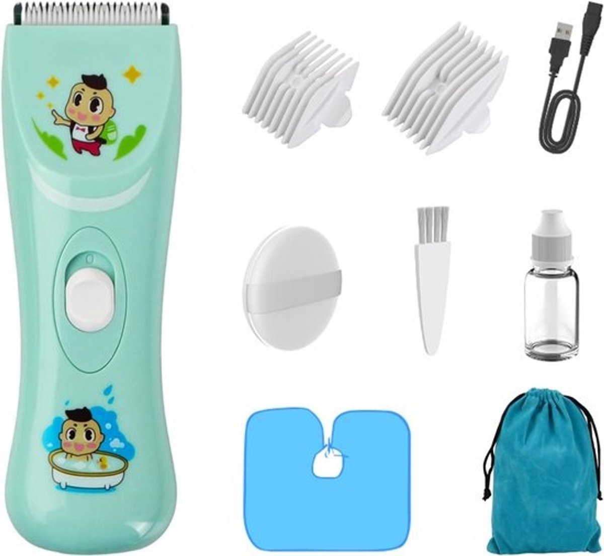 Stille oplaadbare kinderhaartrimmer - Waterdicht - voor baby's en peuters