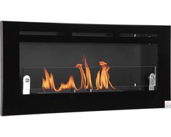 Bio-ethanol Wandhaard - Inbouw Sfeerhaard - 2,8L Brander - 102x16x43 cm - Zwart