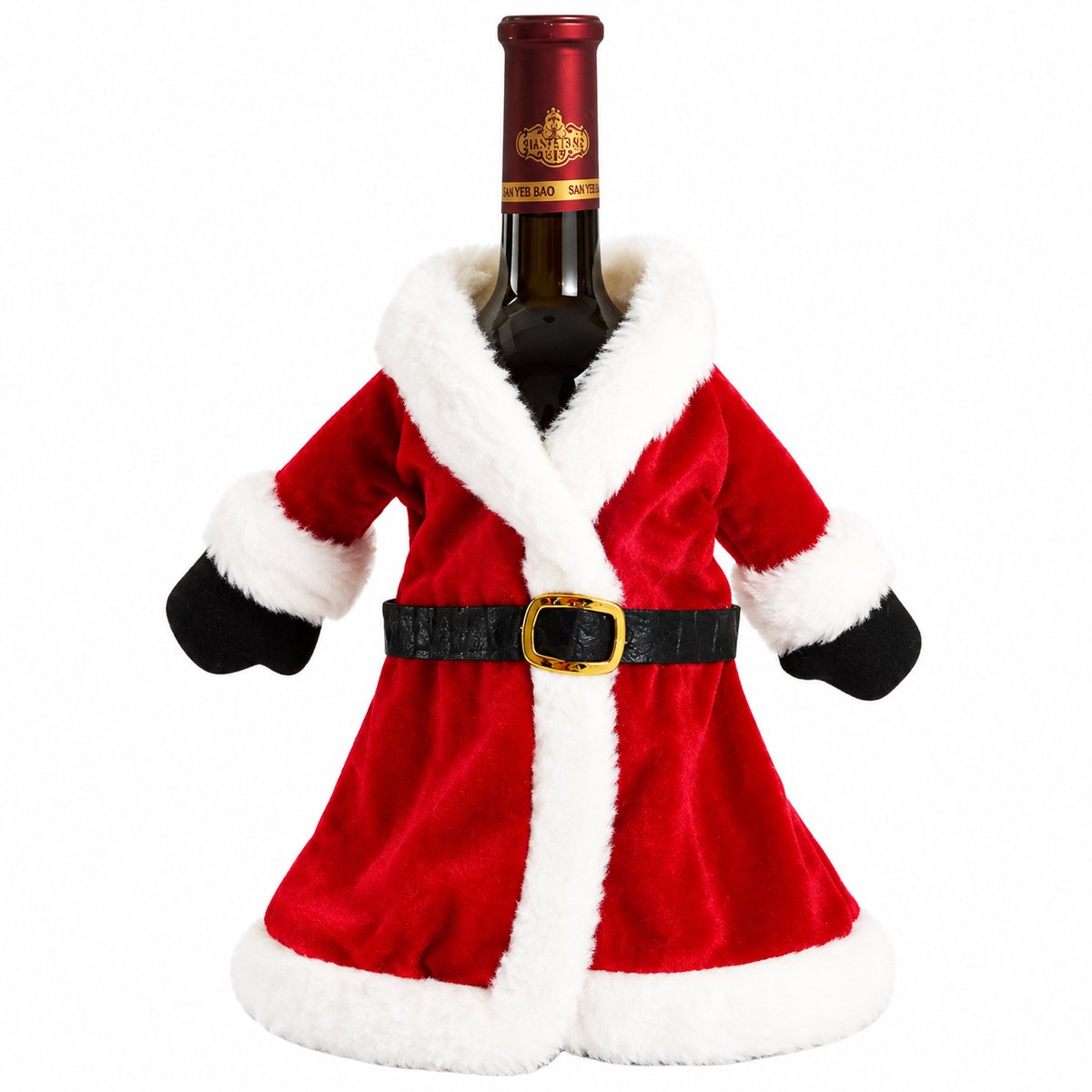 Nina’s Giftshop® Kerst Wijnzak Kerstman – Gebreide Wijnfles Hoes – Wijnfles Geschenkzak – Kerst Cadeau – Sinterklaas Cadeau – Kerstdecoratie