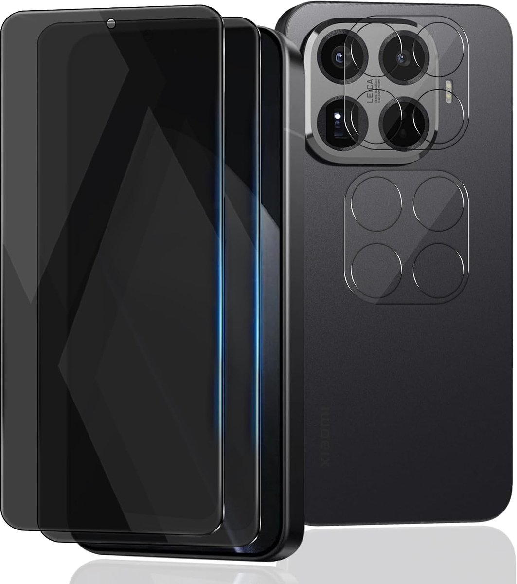 Privacy Displaybeschermfolie voor Xiaomi 15T/15T Pro, 2 Stuks Anti-spy Screen Protector met 2 Stuks Camerabescherming van Gehard Glas, Anti-kras Folie, Krasbestendig Bescherming