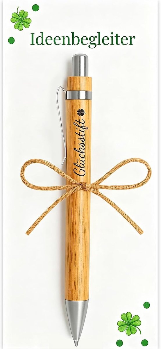 Balpen van bamboe, 10 stuks, balpen met geluksstift, cadeaubalpen, afscheidscadeaus voor collega's, leraren, medewerkers en collega's