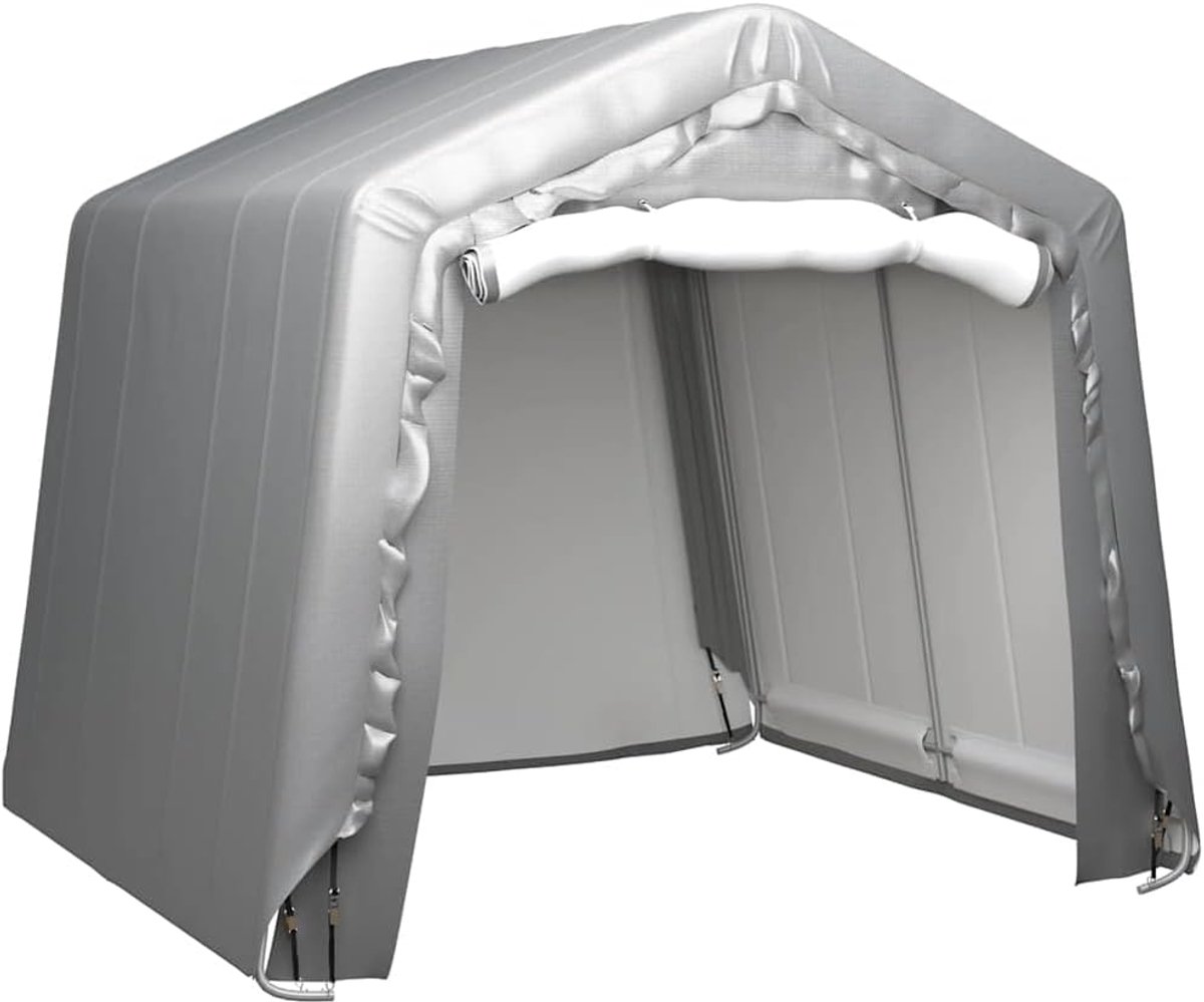 Buitenopslagtent, Gegalvaniseerd Staal en PE, Grijze Waterdichte Luifelschuur voor Tuinuitrusting, Carport met UV-bestendigheid (240x240 cm) (240x240 cm)