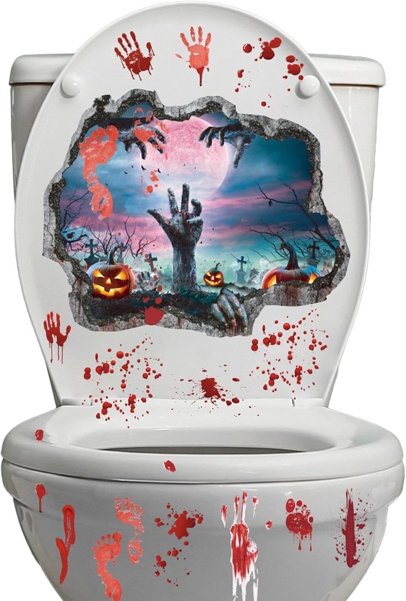 Toiletdeksel stickers Bloody Horror Halloween muur klampt decoratie