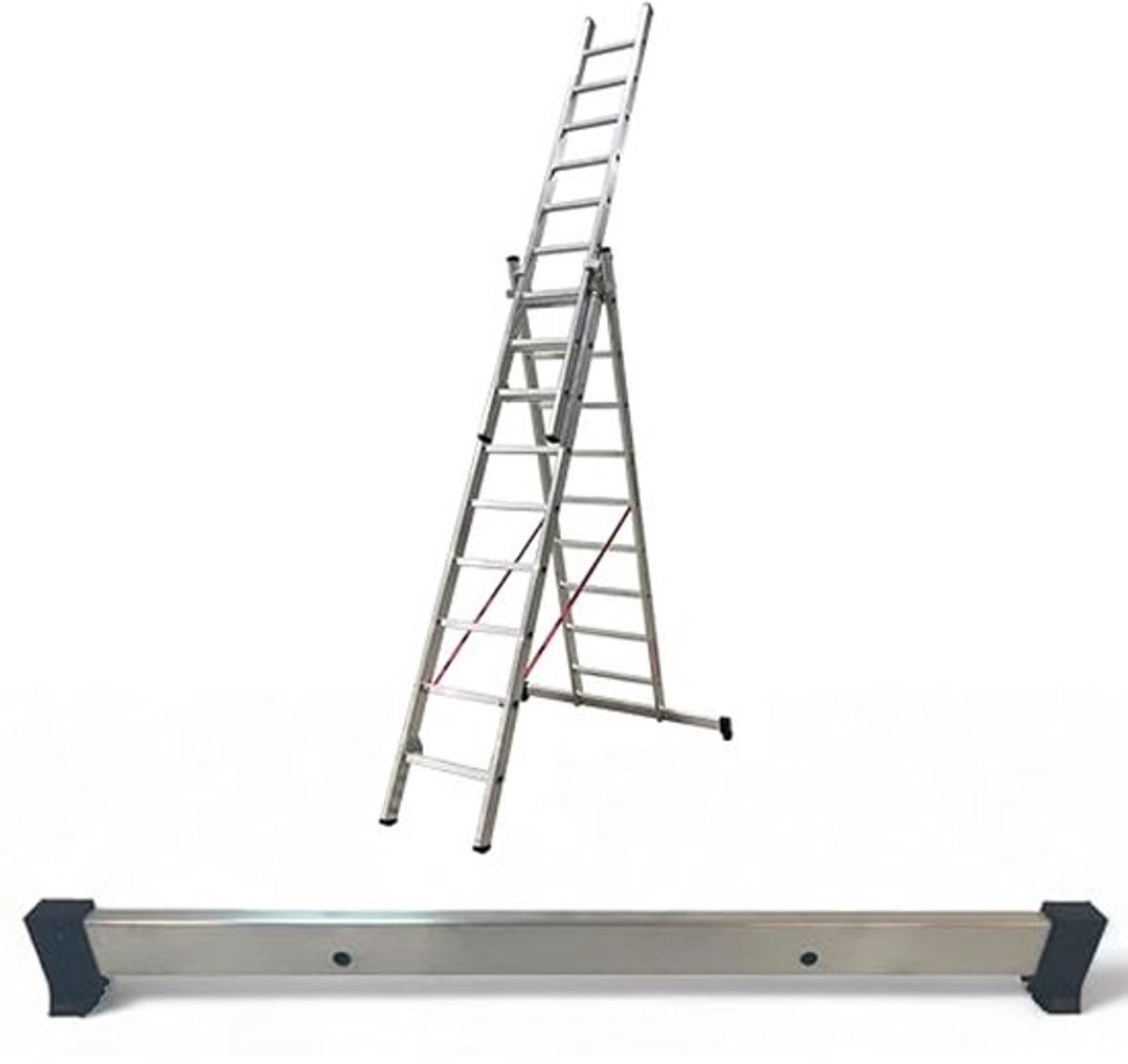 Stabilisatorvoet voor industriële en doe-het-zelfladders - Geschikt voor ladders met 1, 2 en 3 delen tot 3,0 m - Duurzaam aluminium en eenvoudig te installeren