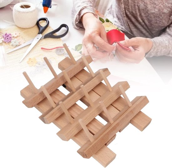 Houten Draadspoelen Rek voor 12 Spoelen - Vouwbaar Beuken Houten Frame met Grote Capaciteit voor Quilten en Borduren — afbeelding 5