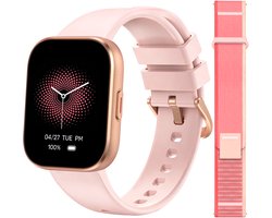 Sytifro Smartwatch Dames met 2 Verwisselbare Bandjes - Bluetooth Bellen - 1.83 Inch HD Scherm - Hartslagmeter - Slaapmonitor - Stappenteller - IP68 - Geschikt voor iOS & Android - Roségoud