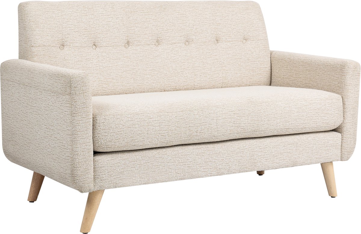 Homona 2-zitsbank - Met knoopdetails - 134 x 71 x 82 cm - Beige
