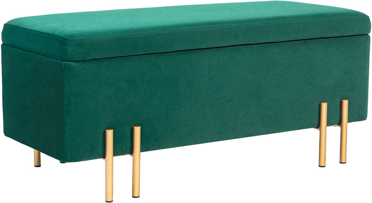 Homona Zitbank met opbergruimte - Met klapdeksel - 100 x 40 x 42 cm - Groen