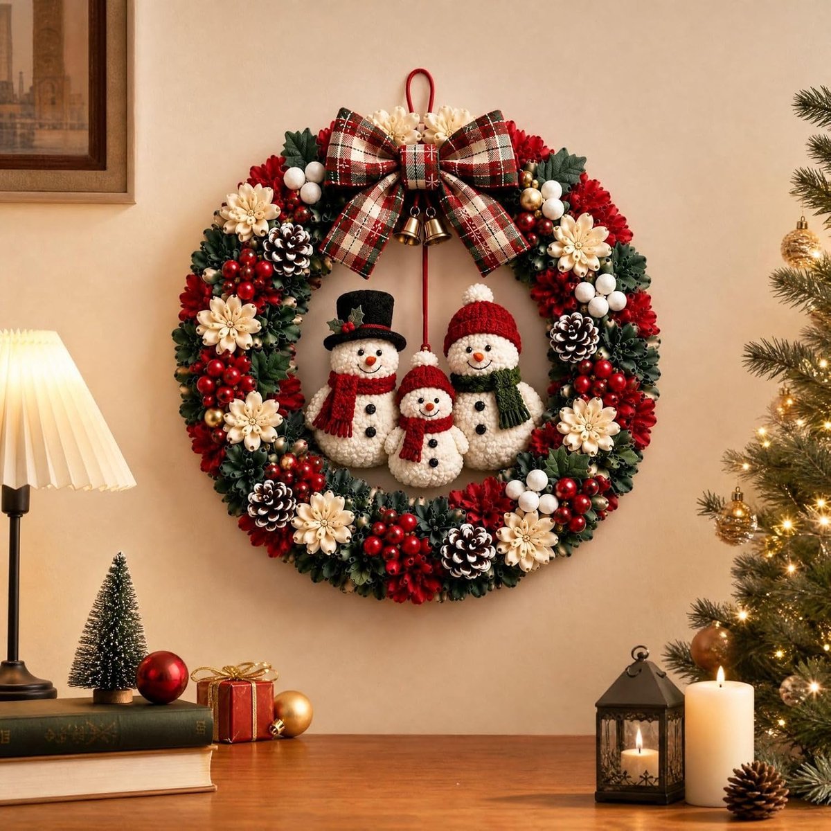 DIY Kerstkrans Pakket met Sneeuwpop - Complete 3D Stoffen Krans Maken Set - met alle Benodigdheden - Kerstkrans Zelf Maken - DIY Handwerkset - Kerstcadeaus - A – foto 4