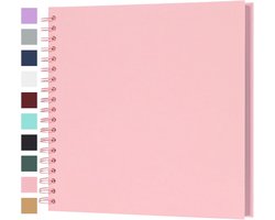 DIY-fotoalbum – 8x8 inch – Scrapbook van kraftpapier met 40 pagina's – Leeg DIY-album – Geschikt voor vriend, bruiloft, baby, reizen, jubileum en familie – Roze