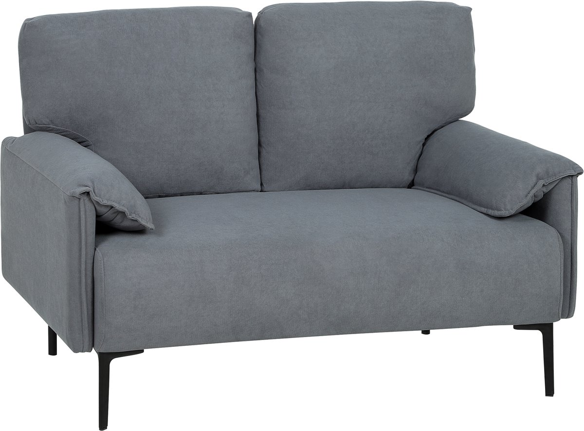 Homona 2-zitsbank - Met 2 kussens - 127 x 72 x 84 cm - Grijs