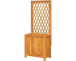 Homgoday plantenbak met trellis - bloembak met latwerk en klimhulp voor klimplanten - 55 x 29,5 x 132 cm van massief acaciahout
