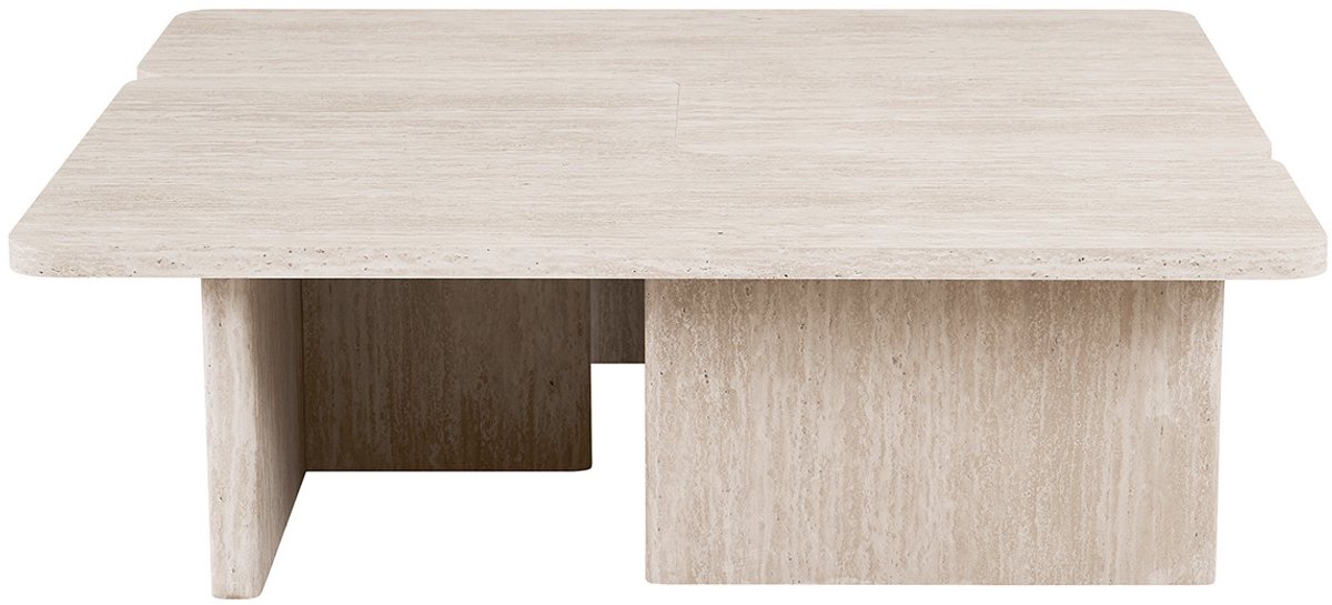 Rousseau Set Van 2 Salontafels Arallo - 120x120x38cm - Travertin Beige