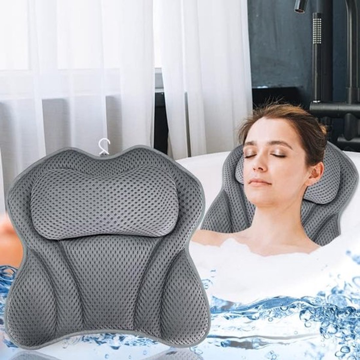 Badkussen Nek - 6 Zuignappen - 4D Air-Mesh Technologie - Ergonomisch