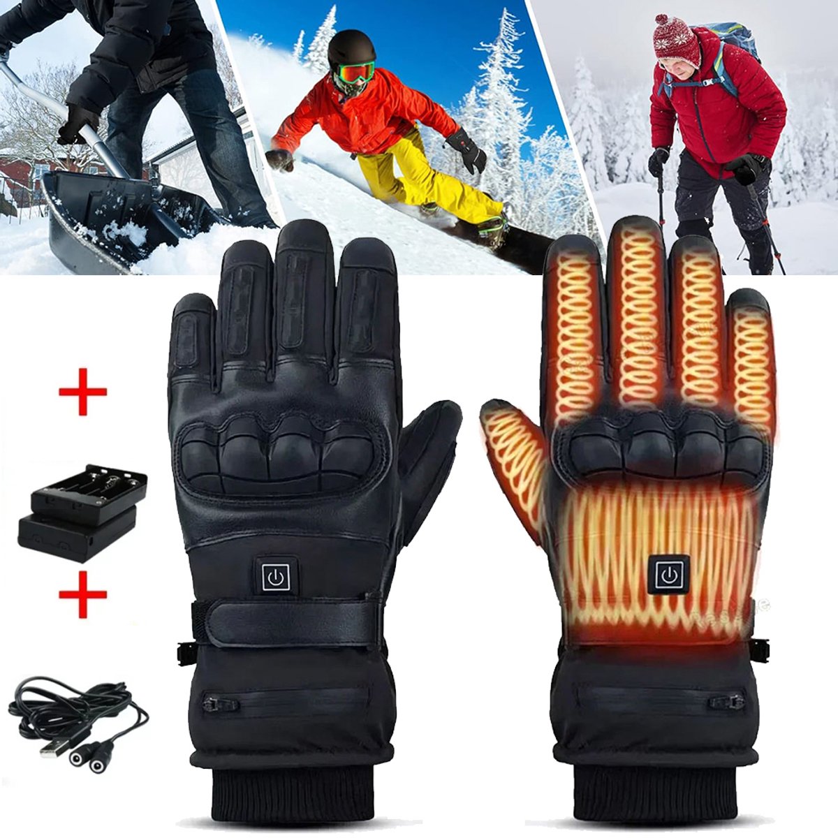 Elektrisch Verwarmde Handschoenen Met Touchscreen-Functie - Verwarmde Handschoenen Op Batterijen - 3 Temperatuur - Voor Motorrijden Skiën
