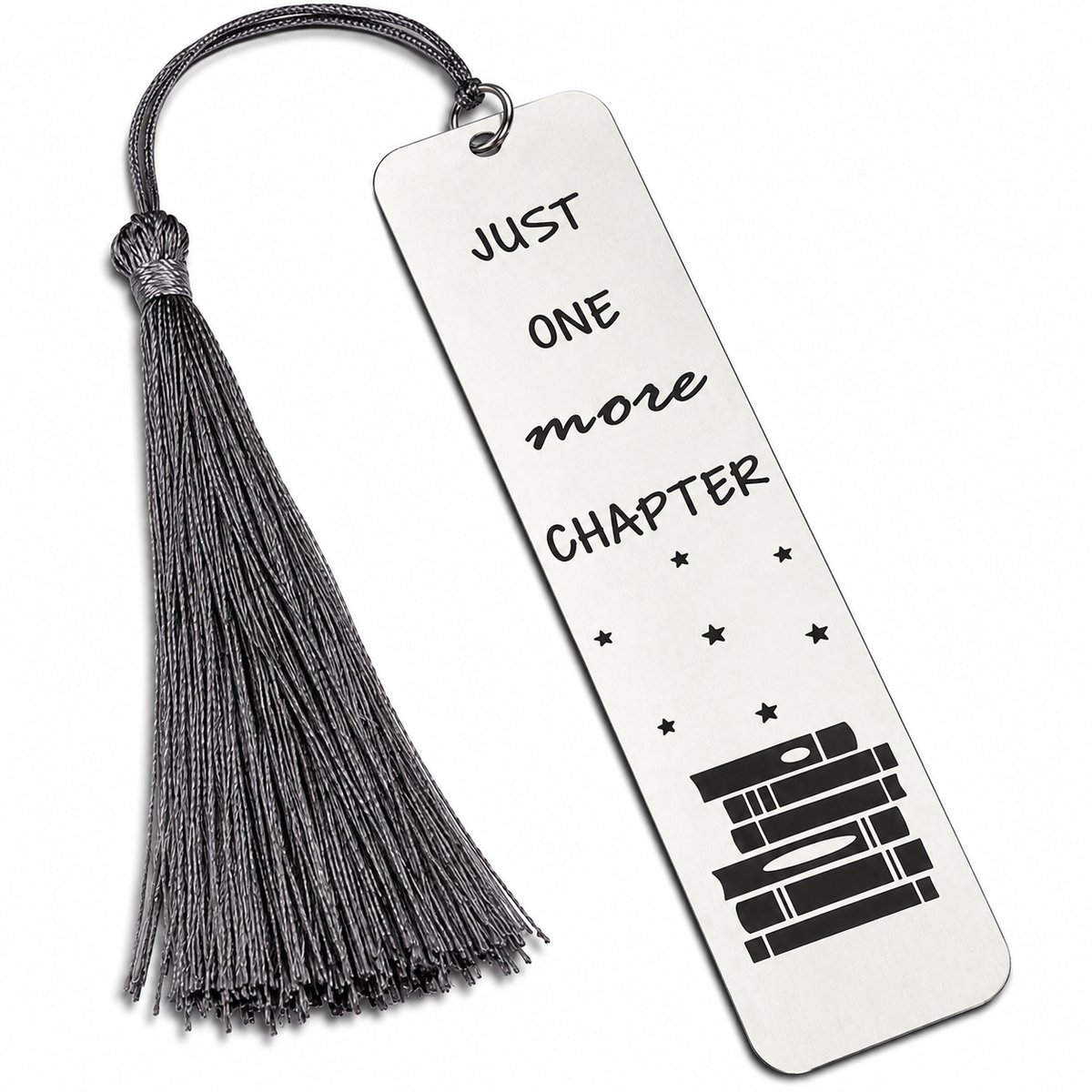 Nina’s Giftshop® Boekenlegger Metaal – “Just One More Chapter” – Metalen Bladwijzer met Kwast – Boeken Cadeau – Cadeau voor Boekenliefhebber – Leescadeau