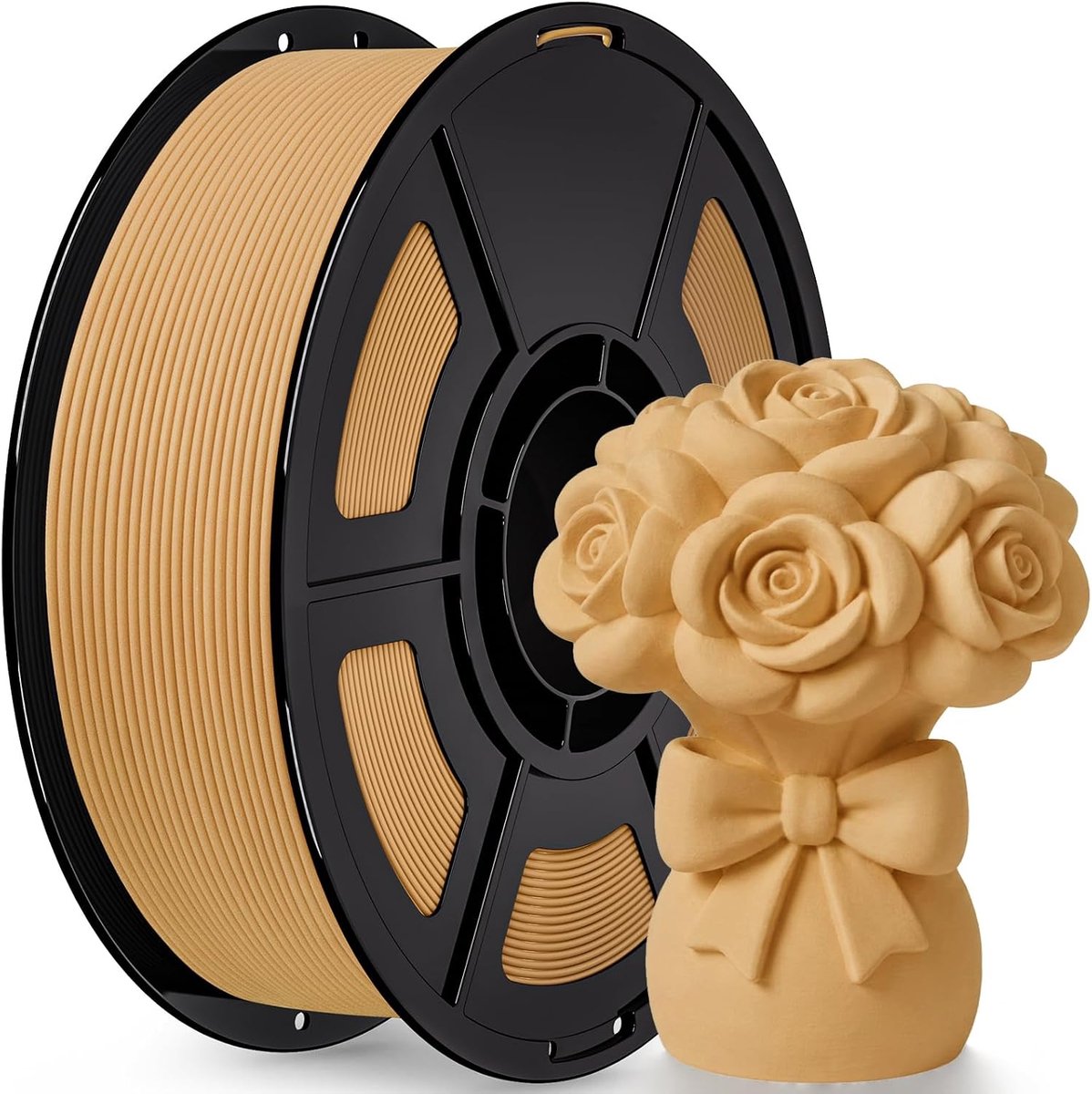 3D-printerfilament 1.75 mm - Houtkleur PETG - Maatnauwkeurigheid +/-0,02 mm - Ideaal voor decoratieve objecten - ShopVlot