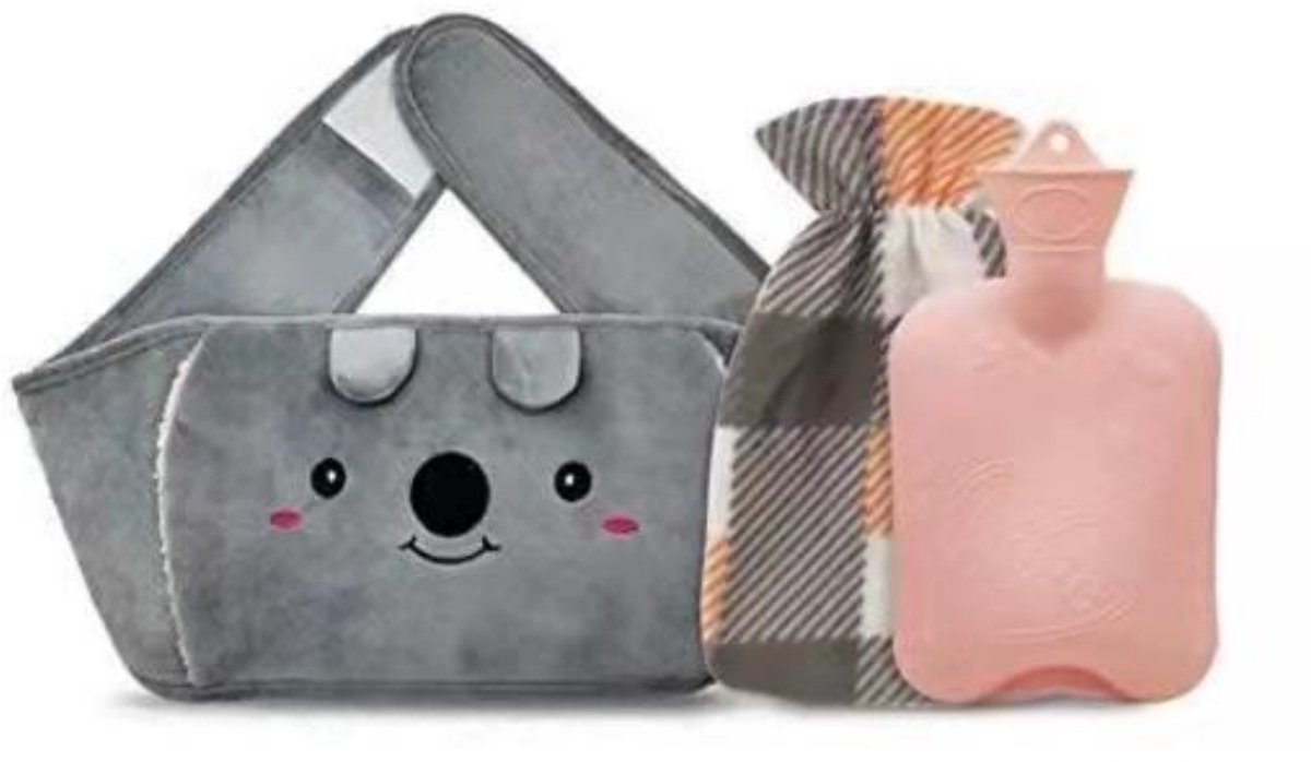 SSTRWGOOD Warmwaterkruik 1L met Fluwelen Overtrrek - Lange 130cm Koala Wärmflaschengürtel - Geschikt voor Nacken, Schulter, Rücken en Taille - Zachte Stoffen Hoes - 3-in-1 Verstelbare Wärmeflasche Gürtel