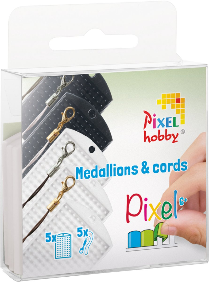 Pixelhobby Medaillons & Color Cords - 5 stuks - Zwart Wit