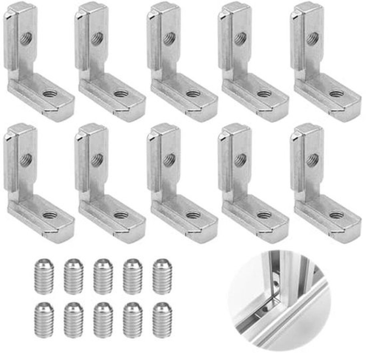 Aluminium profiel - 30 x 30 connectoren - 10 stuks - L-vormige binnenhoekverbindingen