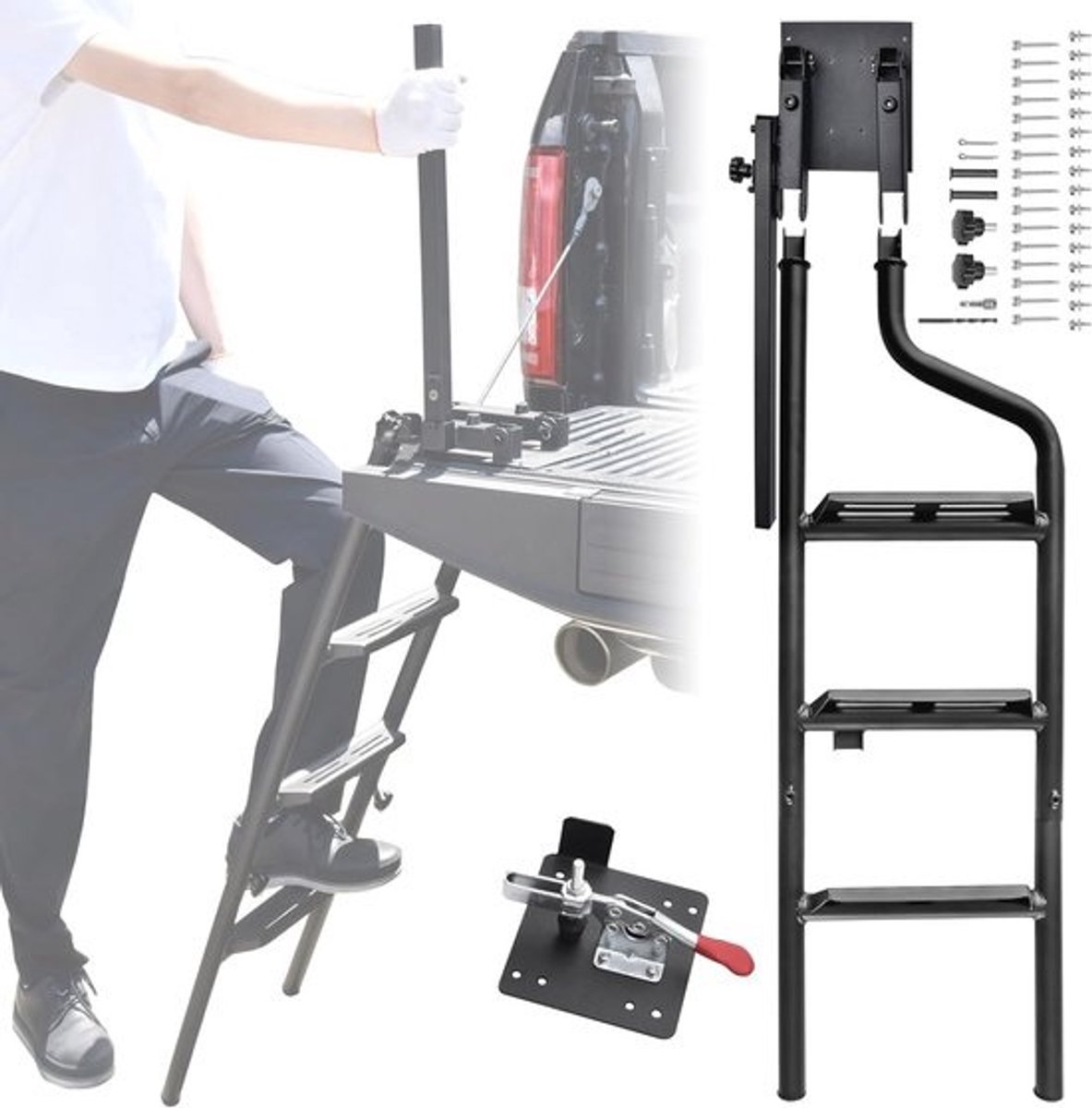 Vouwbare 45 Inch ladder voor pickup truck met handvat - Heavy duty universele oplossing